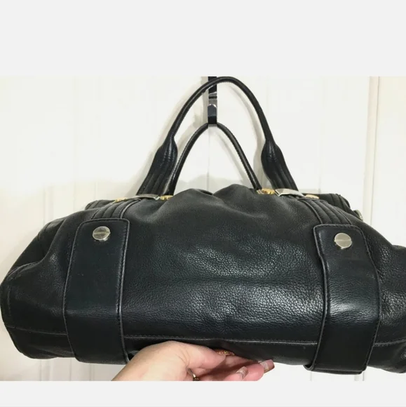 B. Makowsky Handbag Women's Large Black Soft Leather Double Handle Satchel - Picture 6 of 7